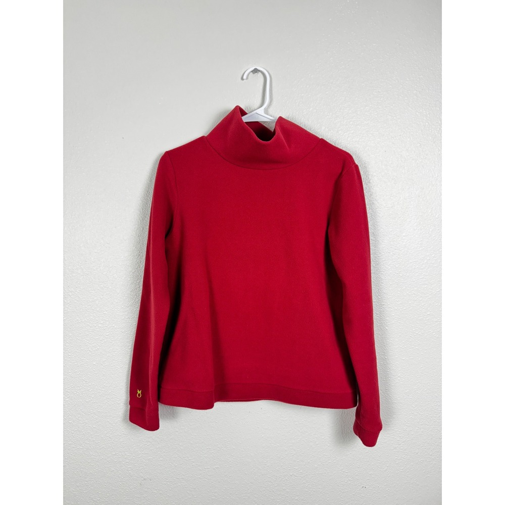 Dudley Stephens Fleece Pullover Womens Medium Red Park Slope Mock Neck Solid